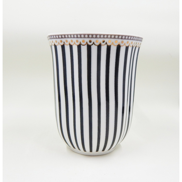 Grace's Teaware Josephine Black and White Stripes Coffee Cup Blue Toile Decal - Picture 2 of 11